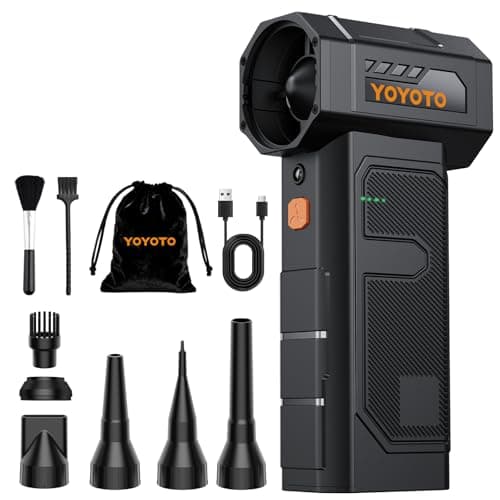 Compressed Air Duster, Electric Air Duster with Upgraded Powerful 40MM Brushless Motor, 4-Gear Cordless Mini Hand Blower with LED Light, 27.75Wh Rechargeable Turbofan for Keyboard, Car, Home, Outdoor