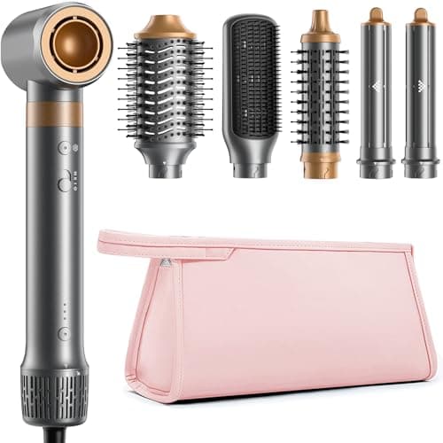 Hot Air Styler & Hair Styler- High-Speed Hair Blow Dryer Brush, Fast Drying No Heat Damage Multi-Styler with Auto Wrap Curlers for Volumizing Curl Straighten Frizz-Free Styling with Travel Bag — image 1
