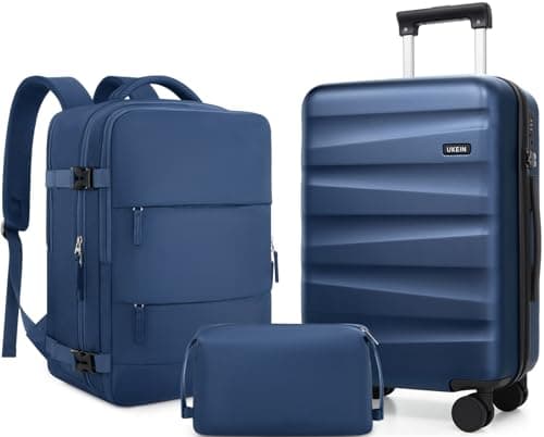 UKEIN Luggage Set with Backpack,Polycarbonate Carry On Luggage Airline Approved with Spinner Wheels, Hardshell Travel Suitcase with TSA Lock,Suitcase Set 3 Piece