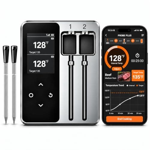 JoyBear Wireless Meat Thermometer, 2 Probes, Smart Base, 6 Sensors | APP Control & Real-Time Alert, Commercial-Grade NIST Certified Accuracy, for Restaurant Kitchen, BBQ/Grill/Oven — image 1
