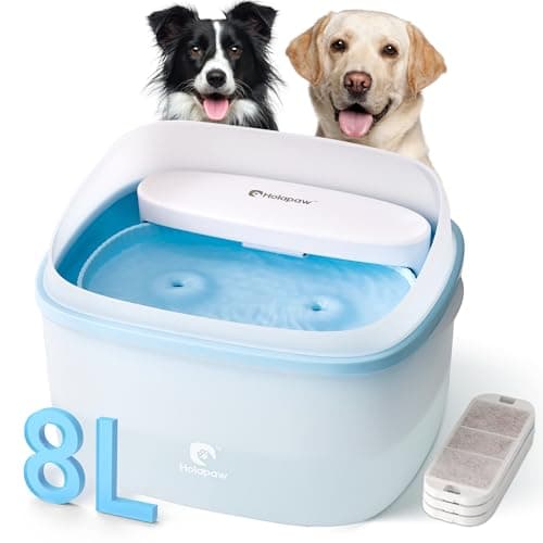 HOLAPAW Dog Water Fountain for Large Dogs, 2.1Gal/8L Dog Water Bowl Dispenser, No Spill Automatic Pet Water Fountain for Dogs Cats Multiple Pets with Ultra Quiet Pump, 3 Filter Replacement, Blue — image 1