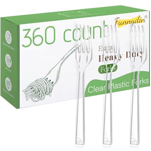 Funnydin 360 Count Plastic Forks - 6.89 Inch Disposable Forks, Heavy Duty Clear Plastic Forks, BPA-Free, Heat Resistant Plastic Silverware, Suitable for Party, Picnic, Events and Everyday Use — image 1