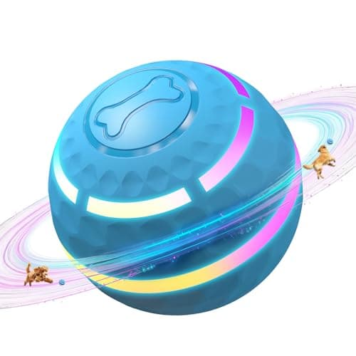 Apasiri Interactive Dog Toys: Automatic Moving Dog Balls with LED Lights, Puppy Toy to Keep Them Busy, Duraspin Dog Ball for Small,Medium,Large Dogs, Dog Toys for Aggressive Chewers,Rechargeable(Blue)