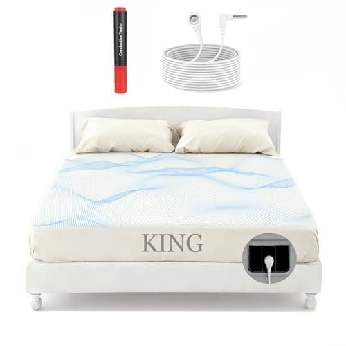 Grounding Sheets King with 88% Organic Cotton & 12% Silver Fiber, Grounding Sheets King Size, Conductive Earthing Sheet for Better Sleep, Stress Relief (75.2"x 80"x 15" White) — image 1