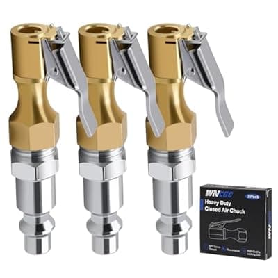 WNCGC Air Chuck Pack of 3, Heavy Duty Closed Flow Tire Chuck with 1/4" FNPT for Tire Inflator Gauge Compressor Accessories