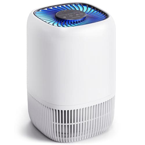 Air Purifiers for Home with High Efficiency Filter Up to 1076 Ft² for Pet Hair, Odors, Pollen, Smoke, Compact Air Cleaner with 3 Speeds, Timer, Aroma Quiet 360°Intake Filter, White — image 1