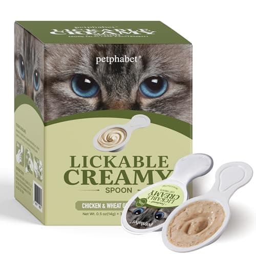 Petphabet Lickable Cat Treats Spoon, 36 Count Creamy Puree Kitten Treats Chicken & Wheat Grass Recipe, Functional Wet Paste Cat Snacks for Hairball Control, Grain-Free Kitty Treat with Vitamin Taurine — image 1