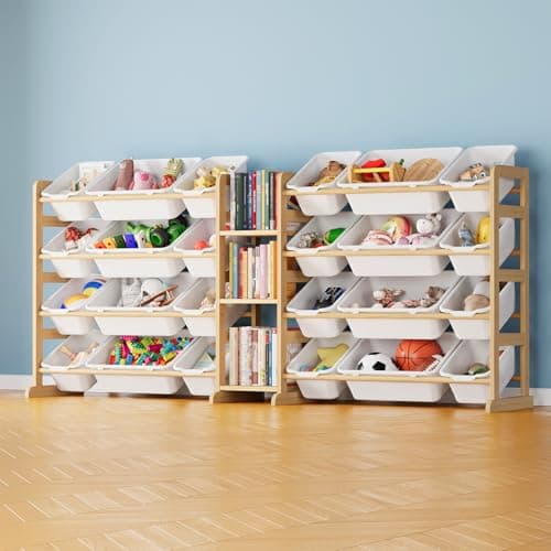 SpaceAid Large Toy Storage Organizer with 24 Bins and 3 Shelves, Toy Organizers Storage Bookshelf, Kids Bin Shelf Box Bookcase for Bedroom Playroom Organization Room Decor, White — image 1