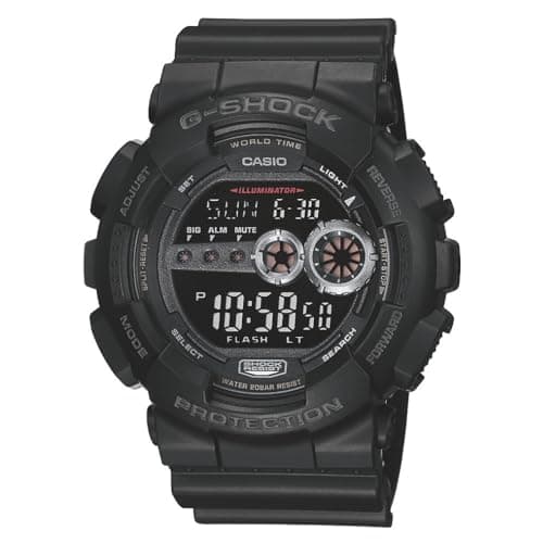 Casio G-Shock GD100-1B | Men's Tough Digital Watch | 200M Water Resistant | High-Brightness LED | Dual Time & 7-Year Battery