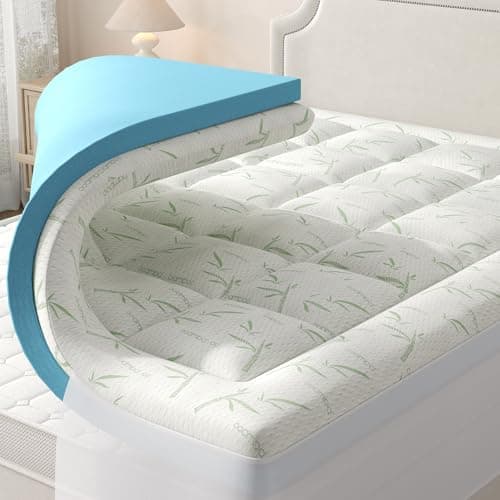 DUMOS Dual Layer 4 Inch Mattress Topper Full, Memory Foam Mattress Topper - 2 Inch Gel Memory Foam and 2 Inch Pillow Top Mattress Pad Cover for Back Pain, Thick Soft Topper with 8-16 Inch Deep Pocket — image 1
