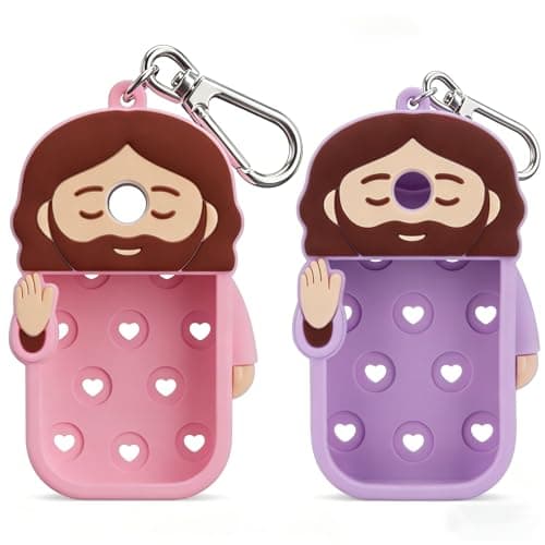 Cornholepy Cute Jesus Hand Sanitizer Keychain 30ml Silicone Spray Bottle Case for Purse Backpack School Office — image 1