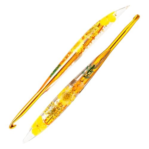6mm Crochet Hooks,Ergonomic Crochet Hook with Floral Resin Grips,Stylish and Unique,Crocheting kit for Beginners, Arthritic Hands and Professional — image 1