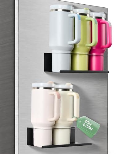 POLRAI 2 Pack Magnetic Stanley Cup Holder for Fridge, Water Bottle Organizer for Tumbler with Double Sided Tape Hold Stanley Cup Accessories for Kitchen Cabinet Wall — image 1