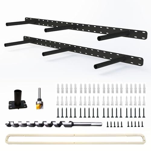 2Pcs Heavy Duty Floating Shelf Bracket, Invisible Hidden Floating Shelf Hardware, Wall Mounting Brackets for Shelves(34" x 8" x 1.5" with Tools & Jig) — image 1