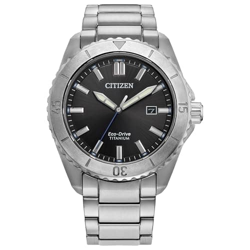 Citizen Men's Eco-Drive Brycen Sport Casual, Black Dial, Silver-Tone Super Titanium Bracelet and Case Watch (Model: AW1840-50E)