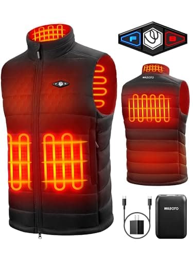 WASOTO Heated Vest for Men with 9V 16000mAh Battery Pack Charger Lightweight for Cycling Glof Hunting(Black,XL)