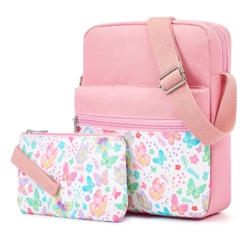 WOOMADA 2pcs Canvas Bag Crossbody Purses Cross Body Bag Messenger Bag CrossBody Purse Set(Petal Wings)
