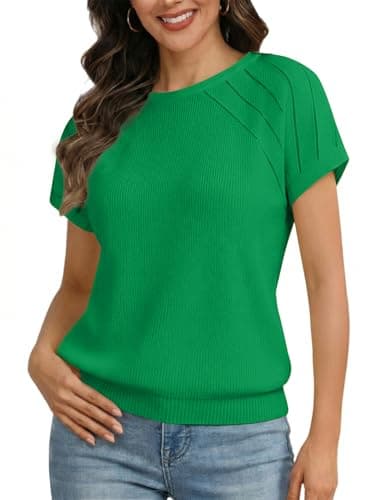 CiCiBird Short Sleeve Sweater for Women Crew Neck Summer Tops Beach Vacation Pullover Business Casual Outfits — image 1