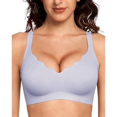 Gailife Scalloped Lift Bras Women Soft Jelly Push Up Wireless Bra Supportive V Neck No Underwire Seamless Tshirt Bralettes