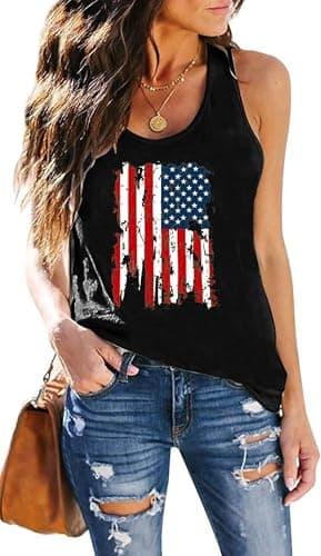 DESFSE American Flag Tank Top Women 4th of July Tanks Tops for Womens USA Flag Patriotic Shirts Vest Racerback Sleeveless Tee — image 1