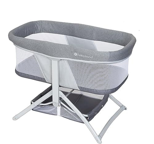 Baby Trend Quick-Fold 2-in-1 Rocking Bassinet, Shadow Stone Gray