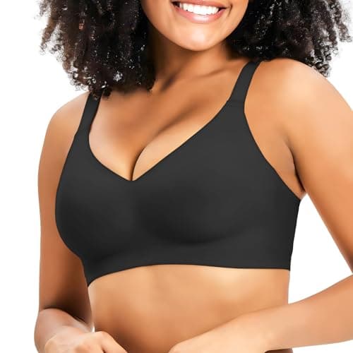 Greoay Bras for Women Wireless Push Up Seamless Wire-Free Bras Full Support T-Shirt Bra V Neck Comfortable Adjustable Bra — image 1