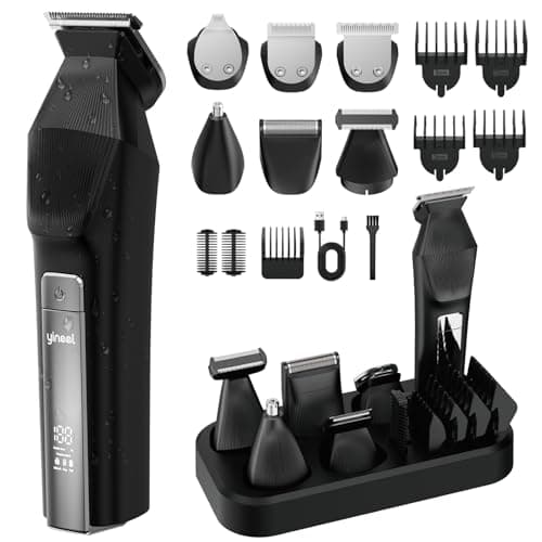 Yineel HC600 Beard Trimmer for Men, All-in-One Cordless Grooming Kit, Waterproof Electric Razor & Hair Clipper for Face Mustache Body Nose Hair Trimming, Precision Blades, Gifts for Men Barber