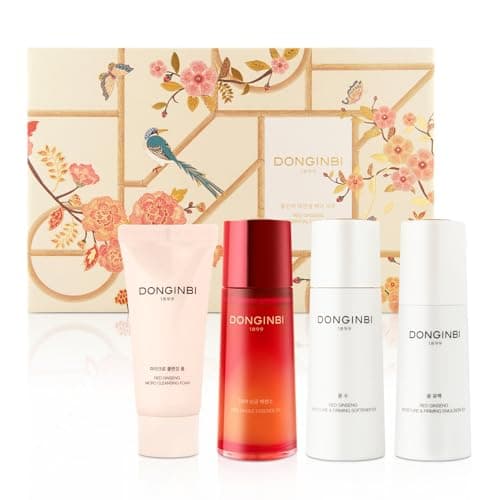 Donginbi Red Ginseng Essential Skin Care Set | Korean Skin Care Gift Set | Firming Moisturizer(1.69 fl oz) | Hydrating Toner(2.37 fl oz) | Essence(2.37 fl oz) | Pore Cleaner(1.69 fl oz) | Glass Skin — image 1