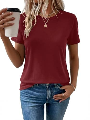Women's Cotton T-Shirts Short Sleeve Crewneck Basic Solid Color Tee Loose Fit Shirts Breathable Comfy Summer Tops 2026 — image 1