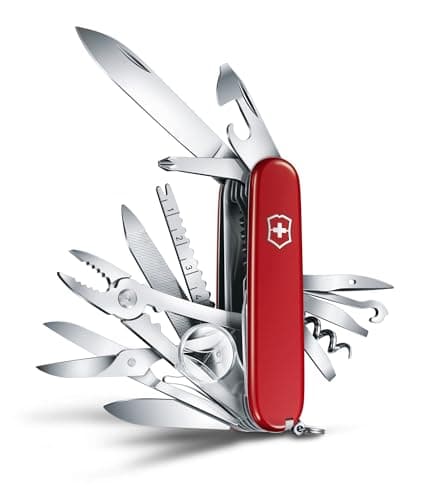 Victorinox Swiss Champ Swiss Army Knife, 33 Functions, Swiss Made Pocket Knife with Large Blade, Screwdriver, Chisel and Combination Pliers - Red