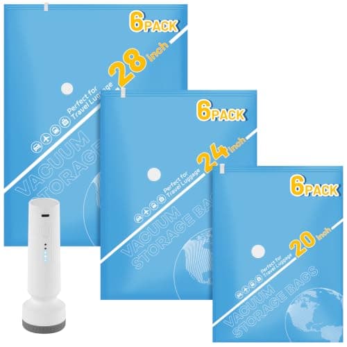 Vacuum Storage Bags with Cordless Pump, Vacuum Seal Space Saver Bags 18 Combo, 80% Space-Saving Bags for Clothing, Blankets, Pillows, Bedding & Comforters; Multi-Size Variety Pack for Home & Travel — image 1