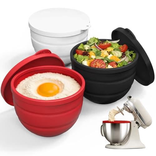 3-Pack Silicone Bowl Liners & Lids for KitchenAid Tilt-Head 5 Qt Stand Mixers Dishwasher Safe, Heat & Cold Resistant, Mixing Bowl Insert Accessories