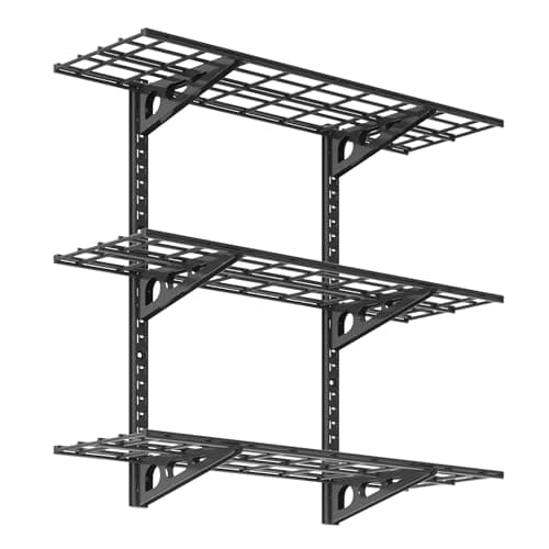 FLEXIMOUNTS 3-Tier 1x3ft Garage Storage Wall Shelving, 12x36inch per Shelf Height Adjustable Floating Shelves, Heavy Duty Wall Mounted Shelve, 600lbs Weight Capacity, Black, Classic Series — image 1