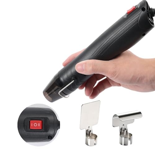 VortecSys Heat Gun, 110V 350W Handed Hot Air Gun with 2 Nozzles for Crafting, 3.28FT Ultra-Long Cable Portable Heat Gun with Stand and Power Cord for Shrinking Wrapping PVC and Drying Paint (Black)