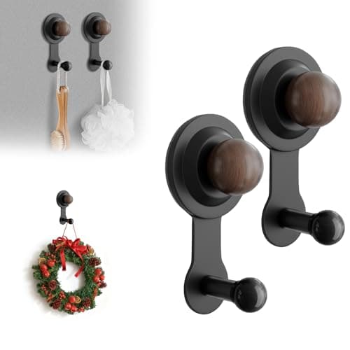 Suction Cup Hooks for Shower,Wreath Hangers for Front Door,Removable No-drill Suction Cup Hook for Door Wreaths/Glass Window/kitchen,Ideal for Holiday/Christmas Door Decoration(2 pcs - 4 suction cups) — image 1