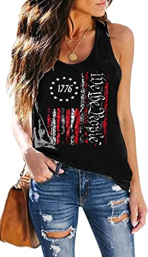 DESFSE American Flag Tank Top Women 4th of July Tanks Tops for Womens USA Flag Patriotic Shirts Vest Racerback Sleeveless Tee — image 1