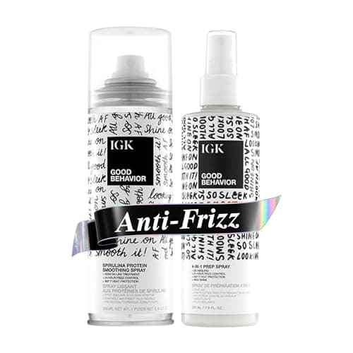 IGK GOOD BEHAVIOR Smoothing Frizz Fighters Set | 4-in-1 Prep Spray + Spirulina Protein Smoothing Spray | Frizz Control + Heat Protectant | Vegan + Cruelty Free — image 1