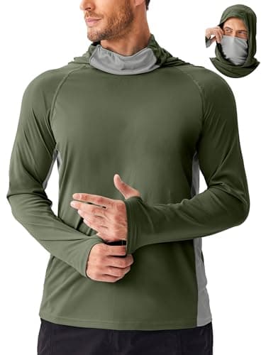 PINSPARK UPF 50+ Sun Hoodie Long Sleeve Fishing Shirts for Men with Mask | Cooling rash guard fishing shirts for men. Quick dry lightweight athletic performance gear for hiking running and outdoor — image 1
