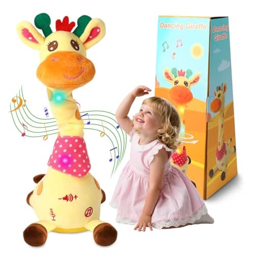 LLUKEME Dancing Giraffe Toy Stuffed Animal Toddlers Gifts for Baby Toys Singing Song Toddlers Toy Repeats What You Say Glowing Musical Toy for Baby Birthday Gift Groovy Giraffe Toy — image 1