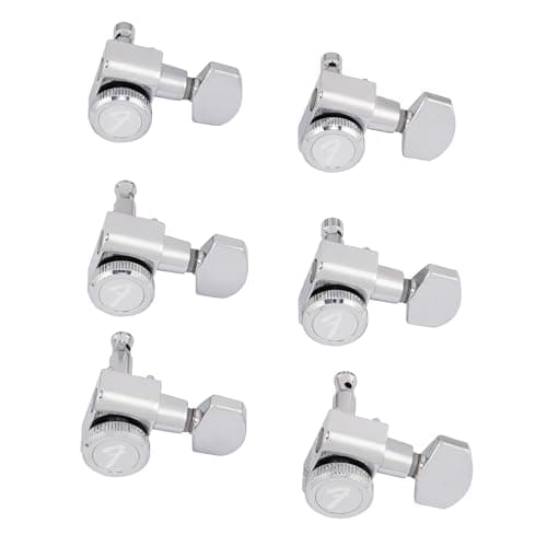Fender Locking Tuners for Right-Handed Electric Guitar, Stratocaster and Telecaster Guitar Tuners, Polished Chrome, Set of 6