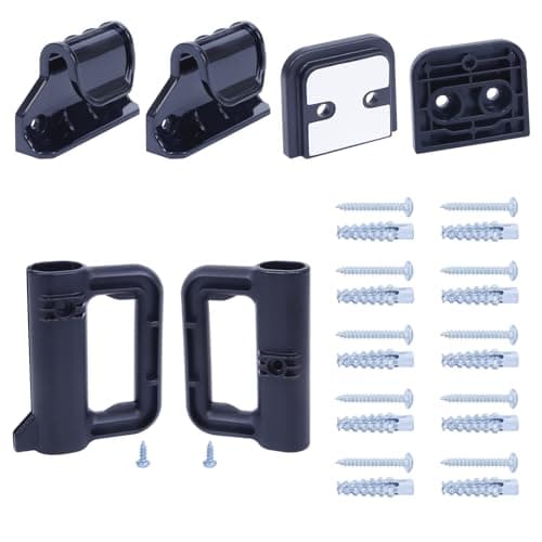 Stcockis Retractable Baby Gate Replacement Parts - Full Set Wall Mounting Kits Hardware with Brackets, Hooks, Latches, Screws for Retractable Dog Gate, Black