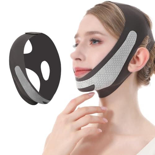 CGYISOL Graphene V Line Lifting Mask, Face Lifting Strap for Sleeping, Reusable & Adjustable Chin Strap for Jawline Lifting, Double Chin Lifting Straps for Women, Black — image 1