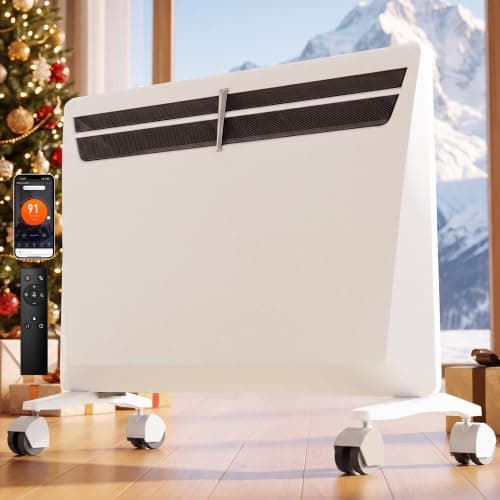 1500W Convection Heater, Space Heater Large Room, Electric Space Heater with Thermostat, Wall Mount/Stand,Tip-over/Overheat Protection,Wifi,Remote,24H Timer,Child Lock,Porcelain White — image 1