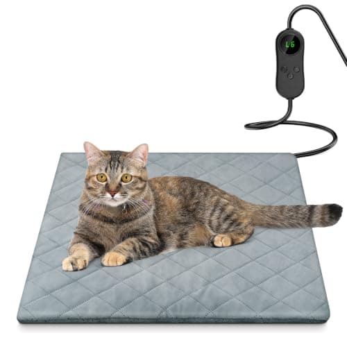 Xucnb Heated Cat Bed for Pet/Cats/Dogs, Cat Heating Pad Indoor (18" X 18") | Adjustable Temperature 6 Heat Levels & 6 Timer Modes, Chew-Resistant Cord, Waterproof Core with Removable Washable Cover — image 1