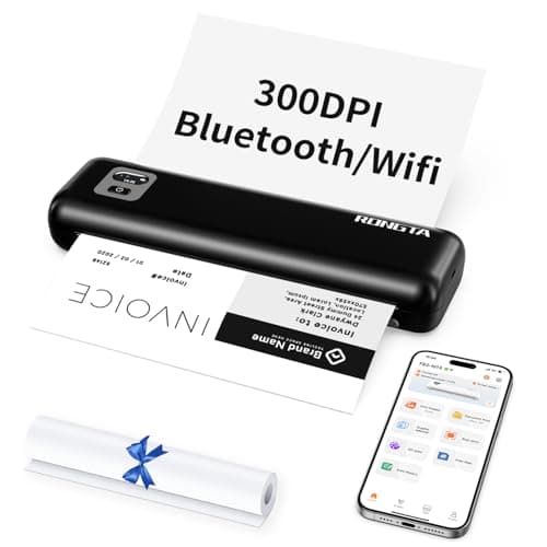 Rongta Portable Printers Wireless for Travel,Thermal Inkless Printer for School/Office/Home Use, Support 8.5x11 US Letter&A4 Thermal Paper, Compatible with Android,iOS & Laptop (Black)