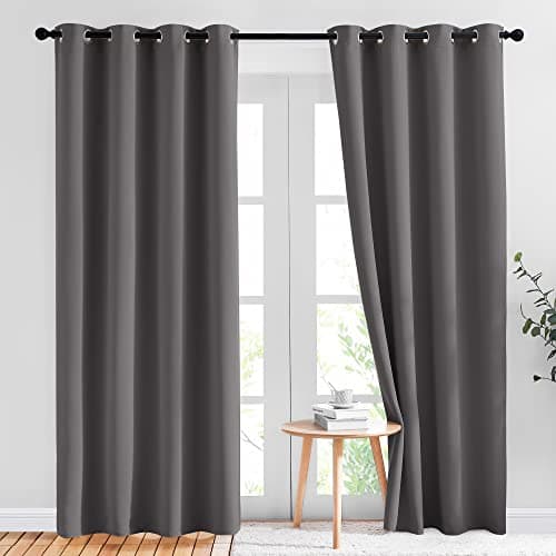 NICETOWN Gray Blackout Curtains for Bedroom 84 inches Long - Thermal Drapes Grommet Room Darkening Light Blocking Curtains Window Treatments for Living Room (2 Panels, W52 x L84, Grey) — image 1
