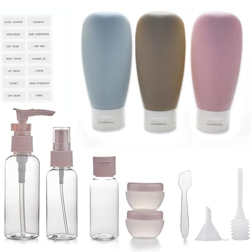 12 Pack Travel Bottles Set for Toiletries TSA Approved Travel Size Containers for Toiletries with Labels BPA Free Leakproof Squeezable Refillable Airplane Travel Accessories for Shampoo Conditioner — image 1