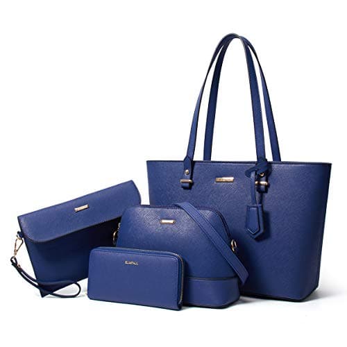 Women Fashion Synthetic Leather Handbags Tote Bag Shoulder Bag Top Handle Satchel Purse Set 4pcs — image 1