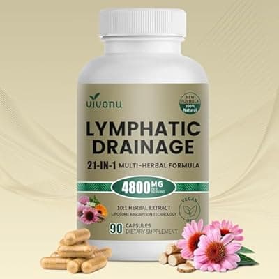 21-in-1 Liposome Lymphatic Drainage Supplements, 45 Day Supply, 4800mg Immune & Lymph System Support, 10:1 Concentrated Technology, Echinacea, Dandelion, Burdock, Bromelain, Calendula, 90 Capsules
