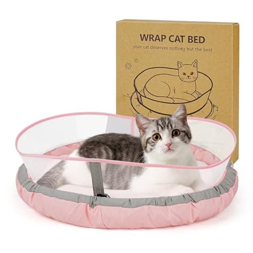 Cat Beds for Indoor Cats, Round Dog Bed for Small Dogs, Puppy, Kitten -Soft Plush Washable Cat Bed Calming with Protective Shield (Pink,18 Inches) — image 1